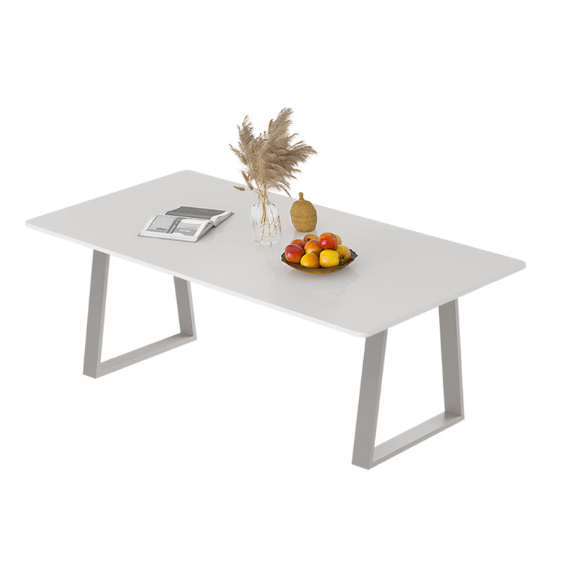 Glam Style Stone Writing Desk Metal Sled Office Desk for Home