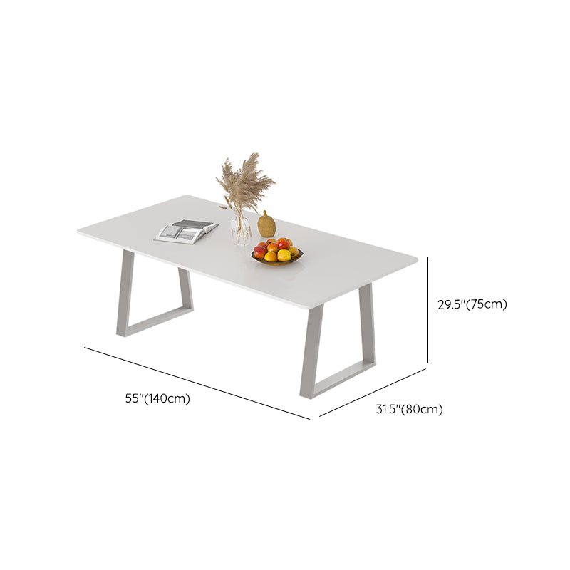 Glam Style Stone Writing Desk Metal Sled Office Desk for Home