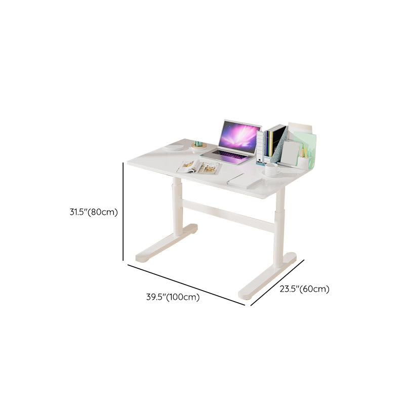 Contemporary Adjustable Height Writing Desk White T-shape Base Office Desk