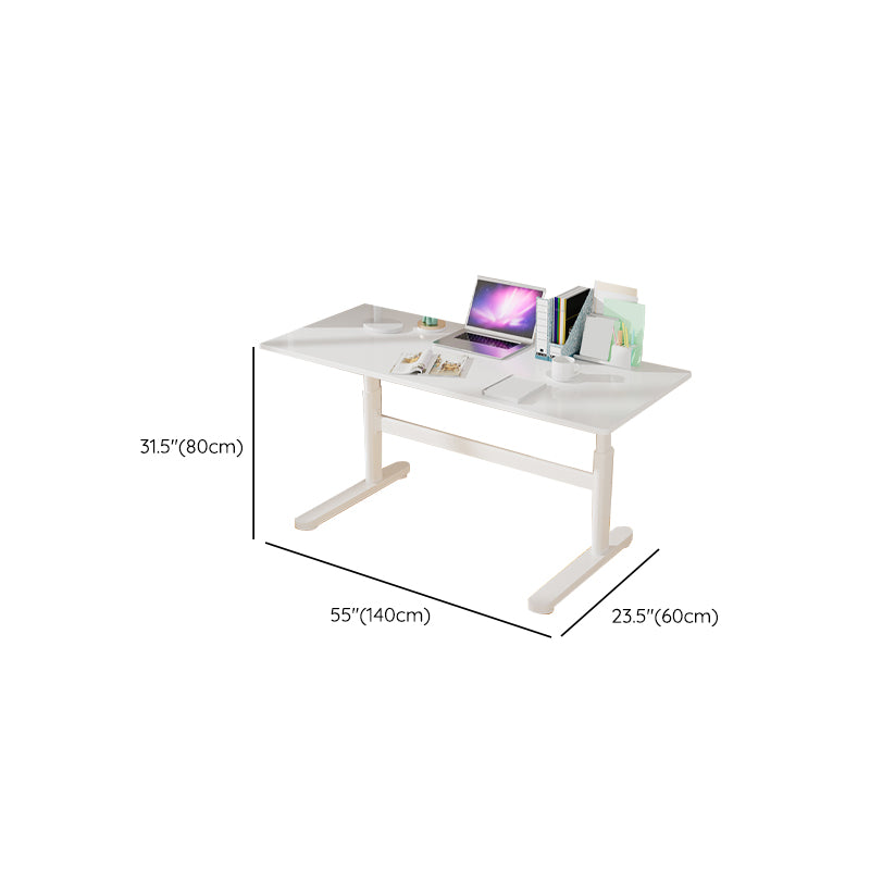 Contemporary Adjustable Height Writing Desk White T-shape Base Office Desk