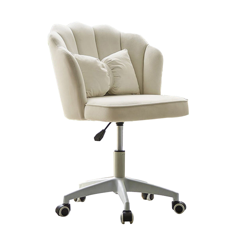 Armless Office Chair White/Pink Desk Chair with Wheels for Living Room