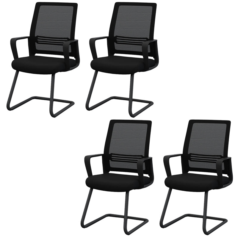 Modernism Fixed Arms Office Chair No Wheels Black/White Desk Chair for Home