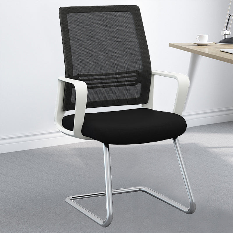 Modernism Fixed Arms Office Chair No Wheels Black/White Desk Chair for Home