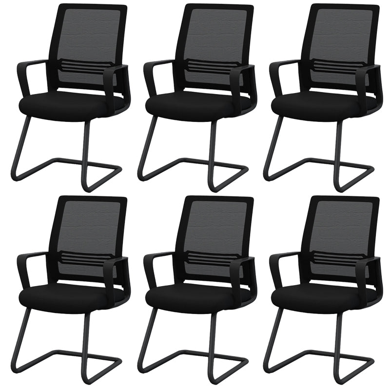 Modernism Fixed Arms Office Chair No Wheels Black/White Desk Chair for Home