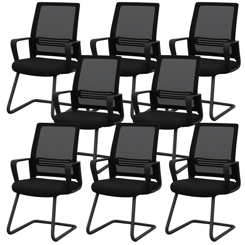 Modernism Fixed Arms Office Chair No Wheels Black/White Desk Chair for Home