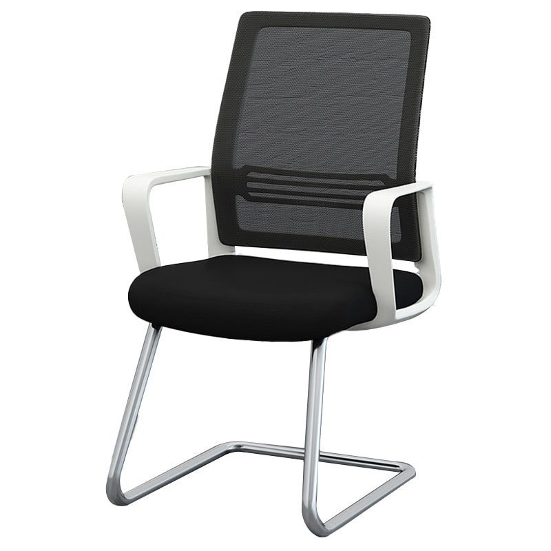 Modernism Fixed Arms Office Chair No Wheels Black/White Desk Chair for Home