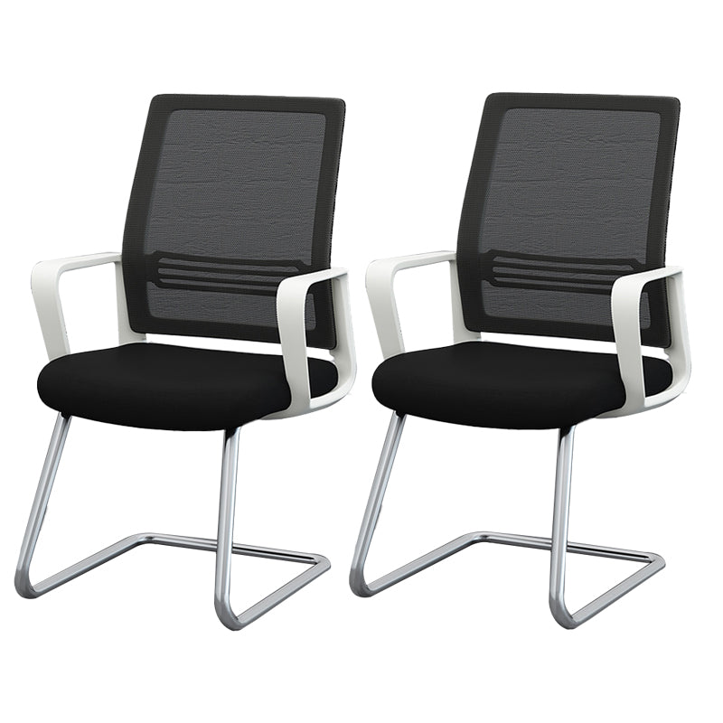 Modernism Fixed Arms Office Chair No Wheels Black/White Desk Chair for Home