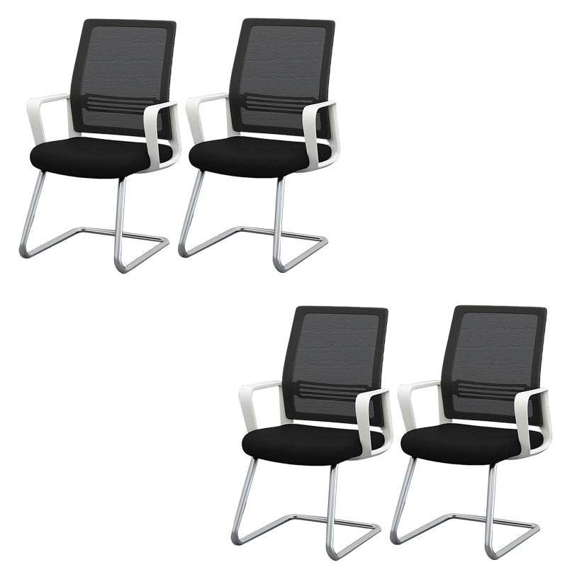 Modernism Fixed Arms Office Chair No Wheels Black/White Desk Chair for Home