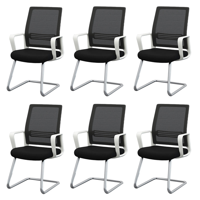 Modernism Fixed Arms Office Chair No Wheels Black/White Desk Chair for Home