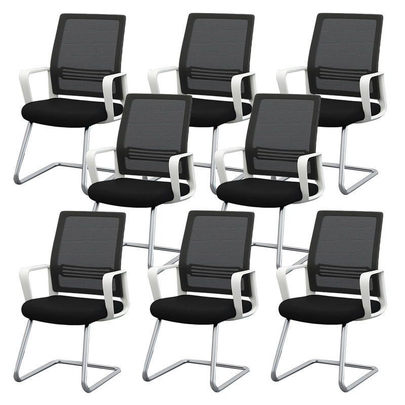 Modernism Fixed Arms Office Chair No Wheels Black/White Desk Chair for Home