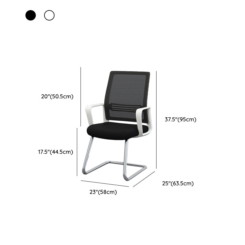 Modernism Fixed Arms Office Chair No Wheels Black/White Desk Chair for Home