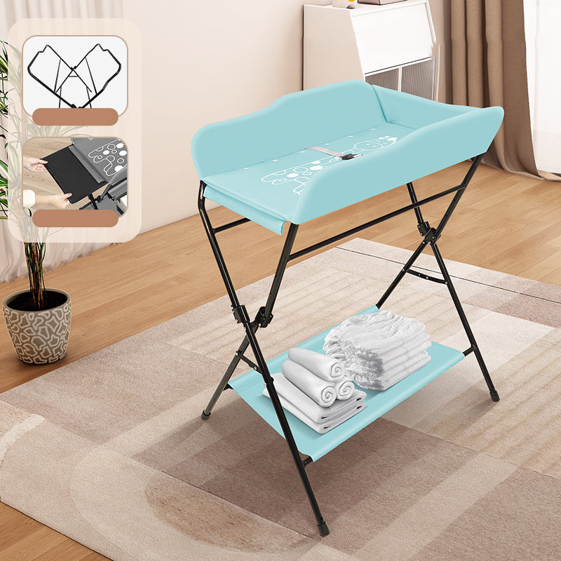 Portable Baby Changing Table Flat Top Metal Frame with Storage Shelf