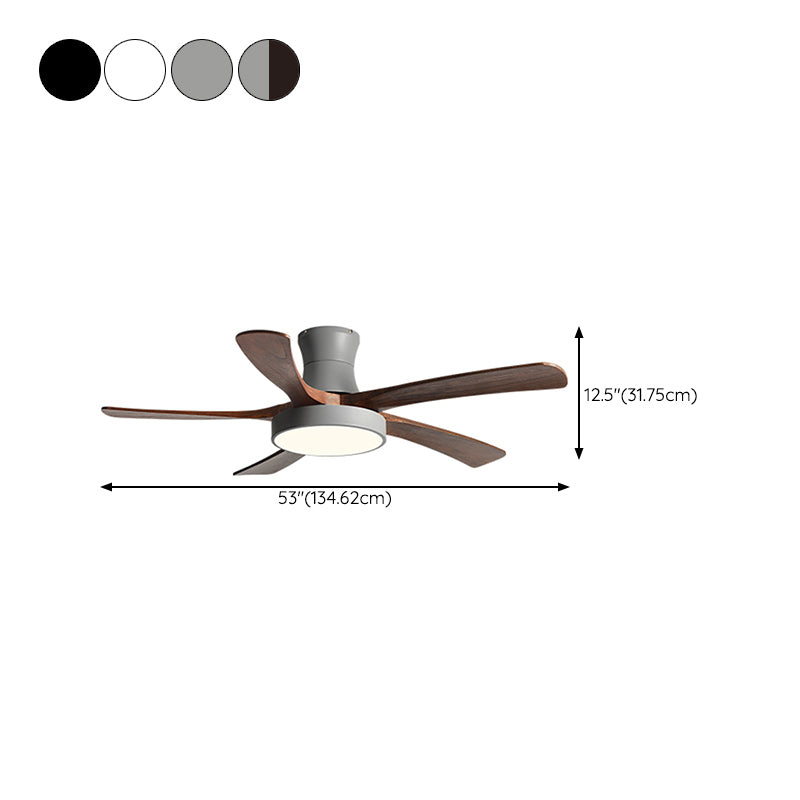 Nordic LED Ceiling Fan 5-Blade Fan Lighting with Wood for Living Room