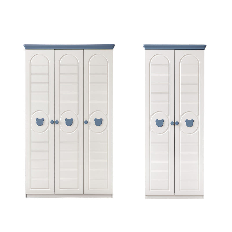 White Wood with Garment Rod Shelved Door Manufactured Wood Armoire Closet