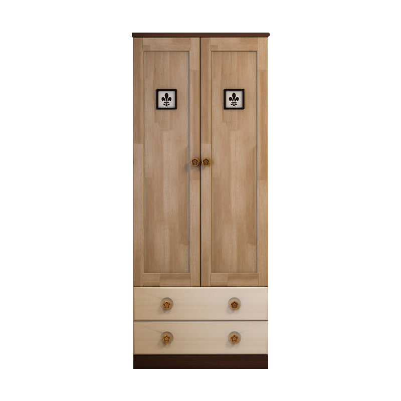 Solid Wood with Garment Rod Shelved Door Farmhouse Bedroom Armoire