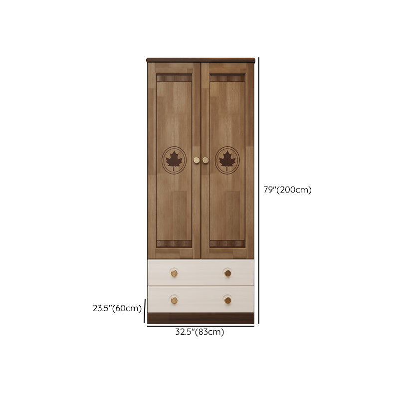 Solid Wood with Garment Rod Shelved Door Farmhouse Bedroom Armoire