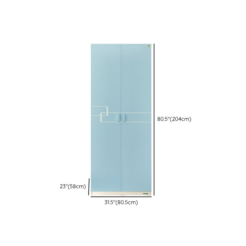 Manufactured Wood with Garment Rod Blue with Shelves Bedroom Armoire