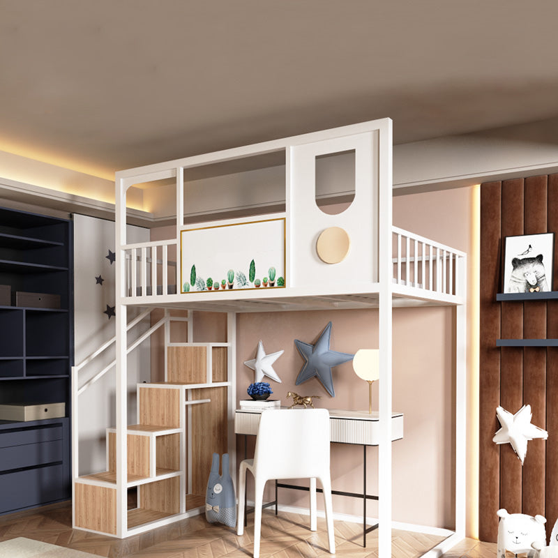 Open Frame Beds in Metal Modernism Built-In Ladder High Loft Bed