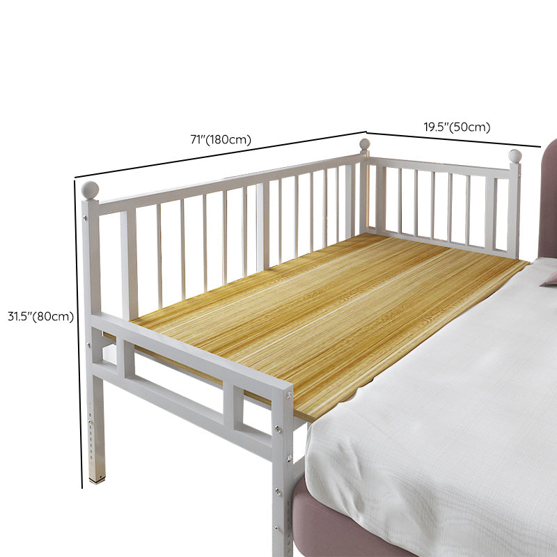 Contemporary White Standard Bed Metal Kids Bed with Guardrail