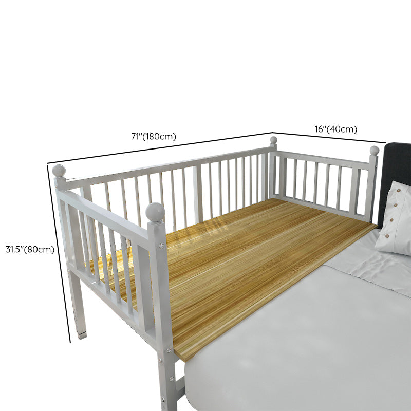 Contemporary White Standard Bed Metal Kids Bed with Guardrail