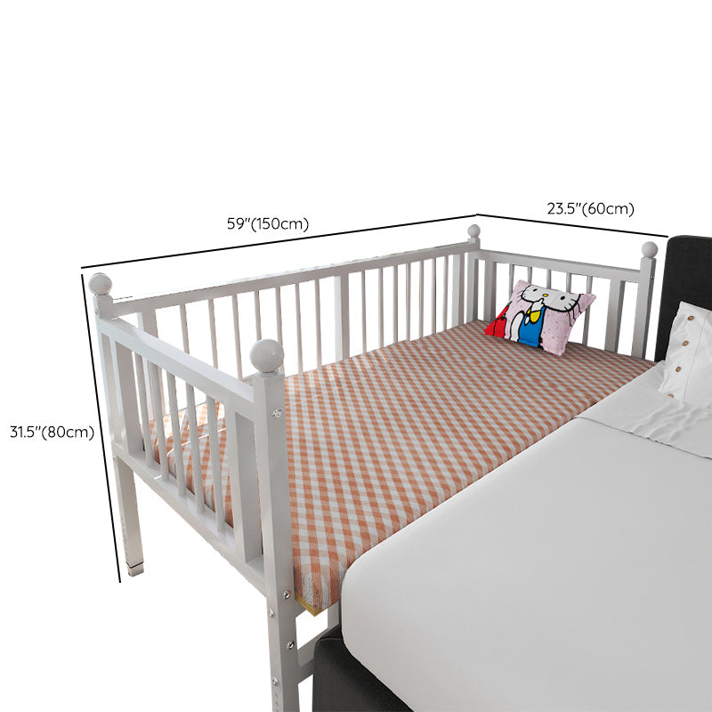 Contemporary White Standard Bed Metal Kids Bed with Guardrail