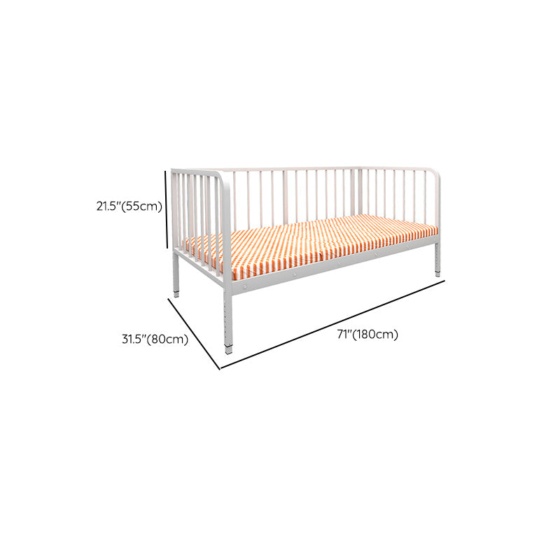 Contemporary Standard Bed White Metal Kids Bed with Guardrail