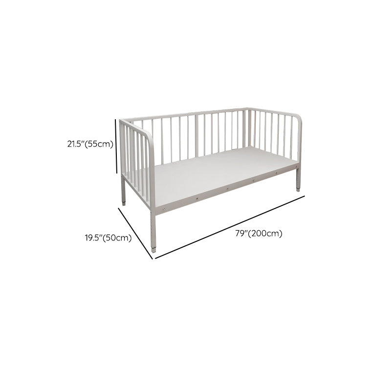 Contemporary Standard Bed White Metal Kids Bed with Guardrail