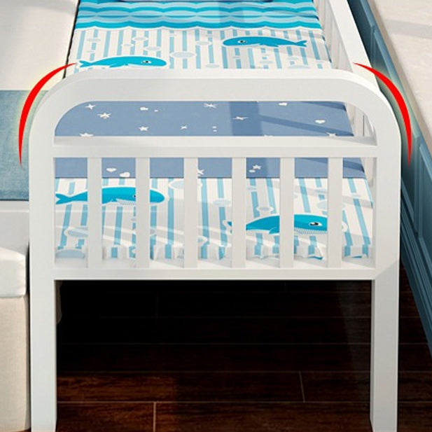 White/Black Kids Bed Contemporary Metal Standard Bed with Guardrail