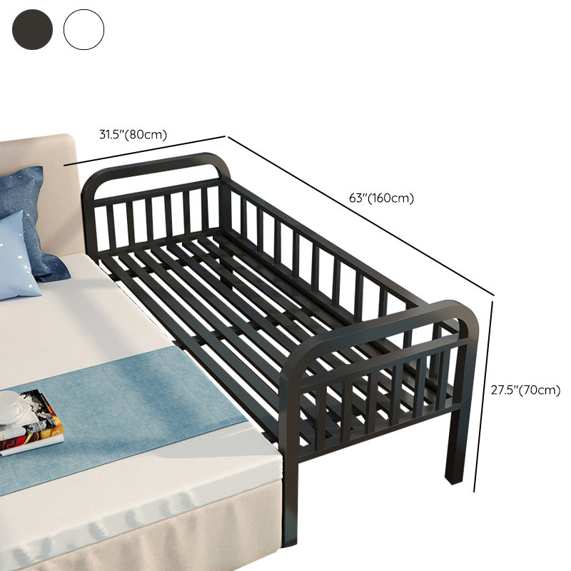 White/Black Kids Bed Contemporary Metal Standard Bed with Guardrail