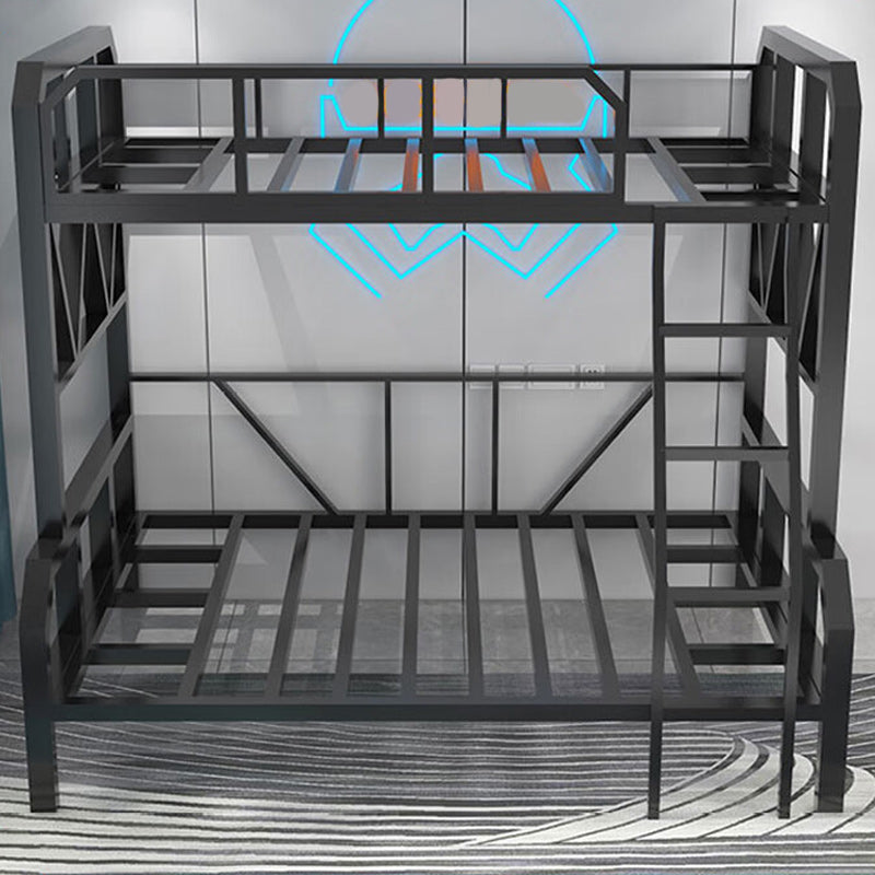 Pure Black Kids Bed Contemporary Metal Bunk Bed with Guardrail