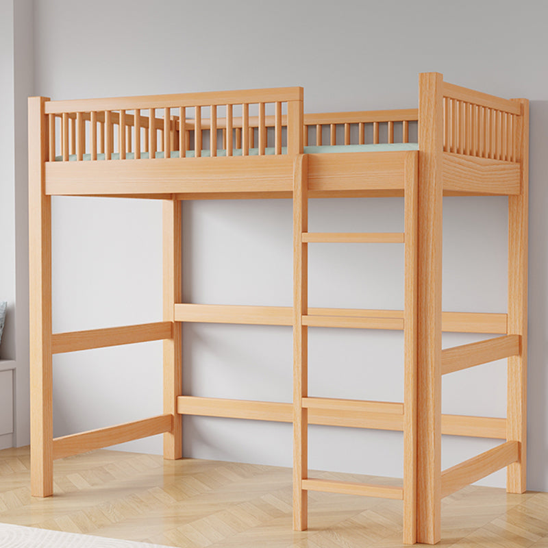 Solid Wood Loft Bed Natural Contemporary Kids Bed with Guardrails