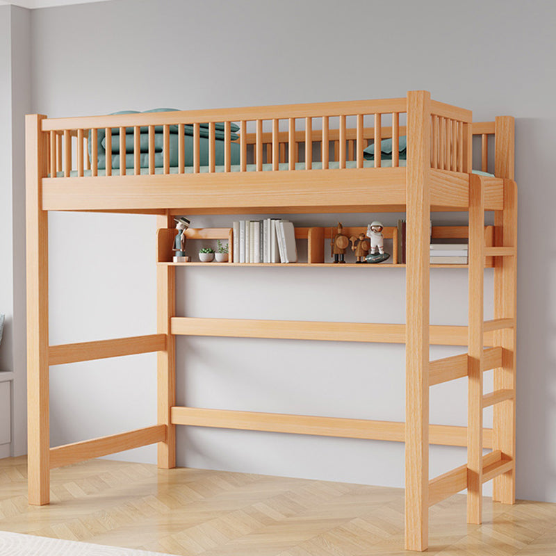 Solid Wood Loft Bed Natural Contemporary Kids Bed with Guardrails