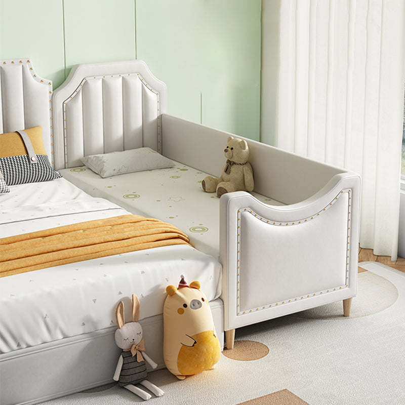 Contemporary Kids Bed Faux Leather Princess with Guardrails in White