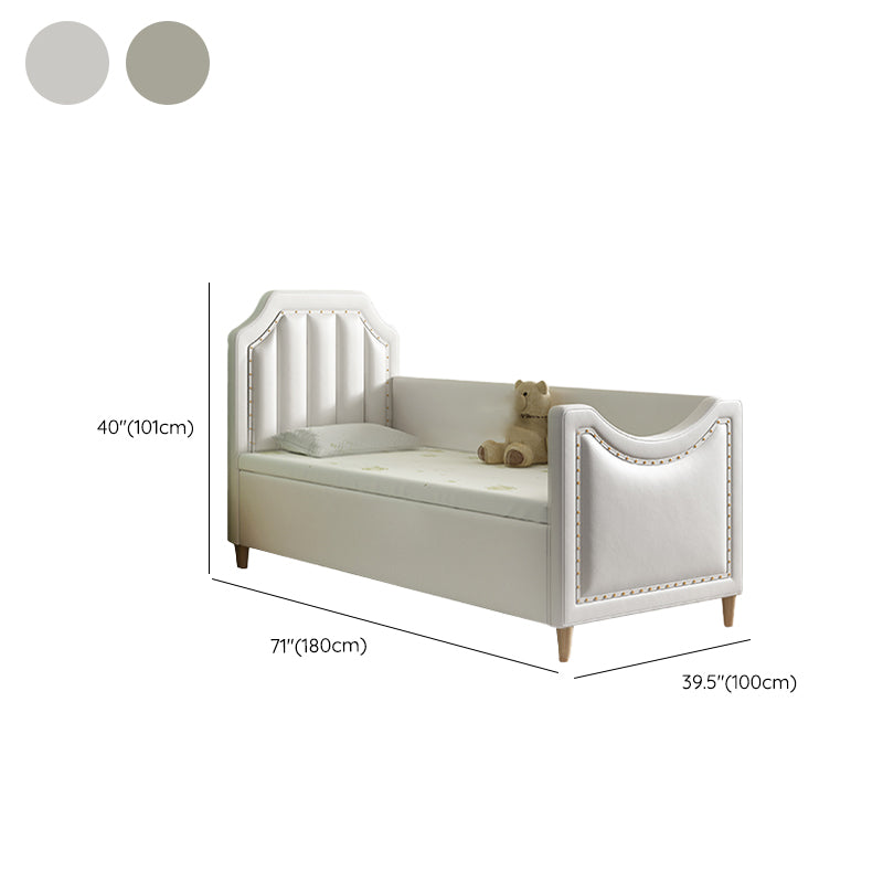 Contemporary Kids Bed Faux Leather Princess with Guardrails in White