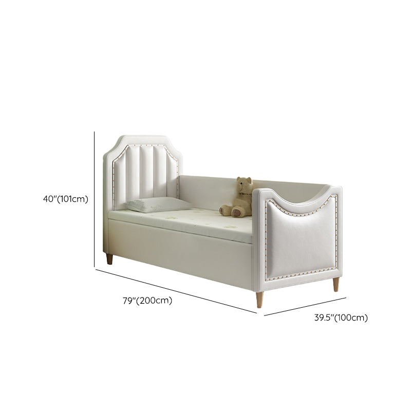 Contemporary Kids Bed Faux Leather Princess with Guardrails in White