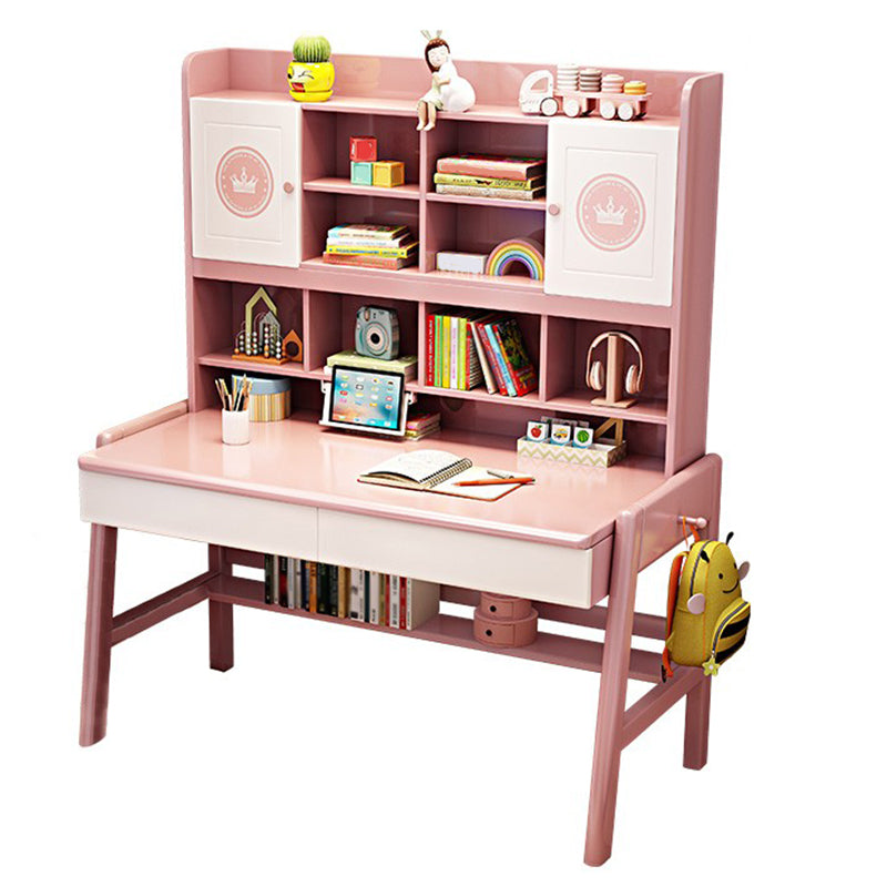 Contemporary Rubber Wood Writing Desk with Side Storage Hook