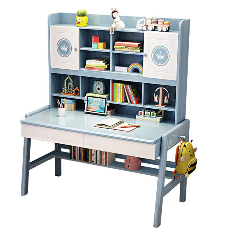 Contemporary Rubber Wood Writing Desk with Side Storage Hook