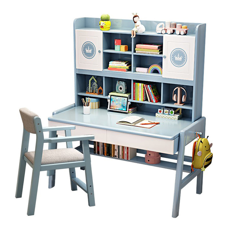 Contemporary Rubber Wood Writing Desk with Side Storage Hook