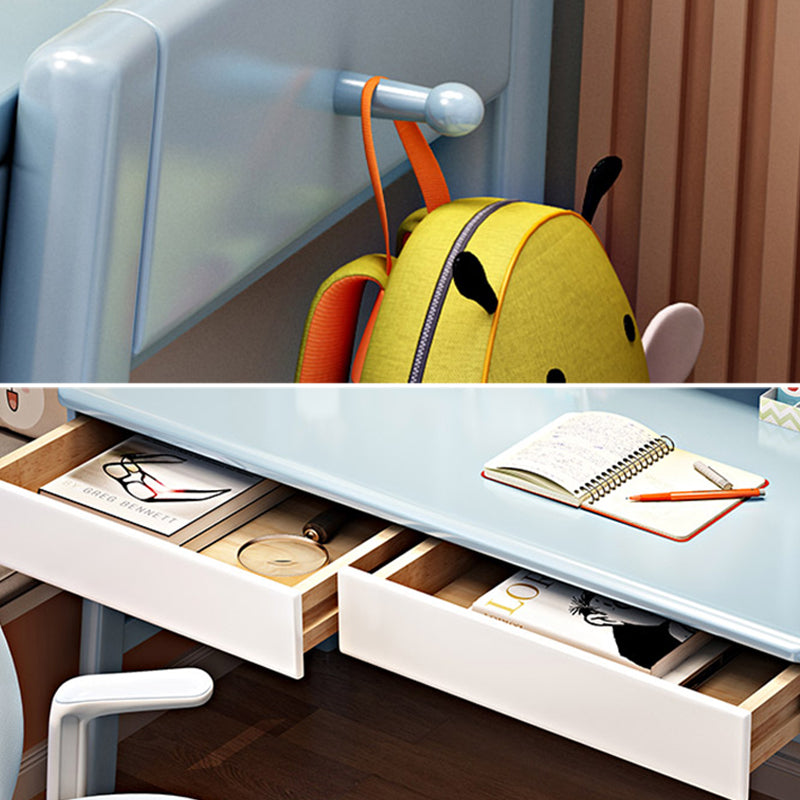 Contemporary Rubber Wood Writing Desk with Side Storage Hook