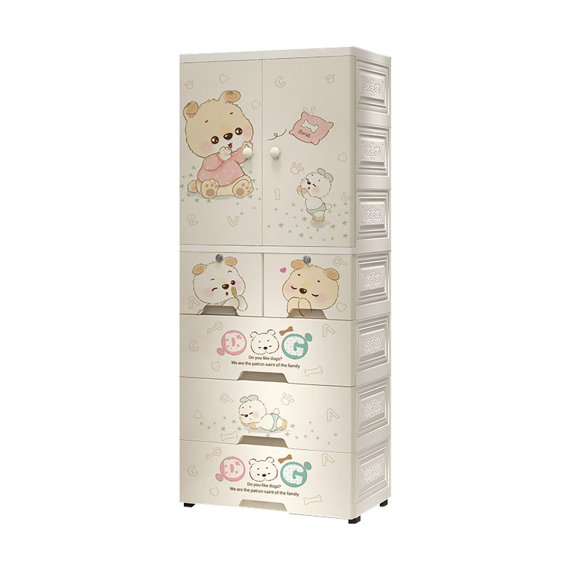 White Modern Kids Closet Plastic High Gloss 2-Door Coat Locker