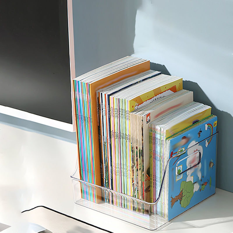 Modern Plastic Shelf Tabletop Standard Kids Bookcase in Transparent