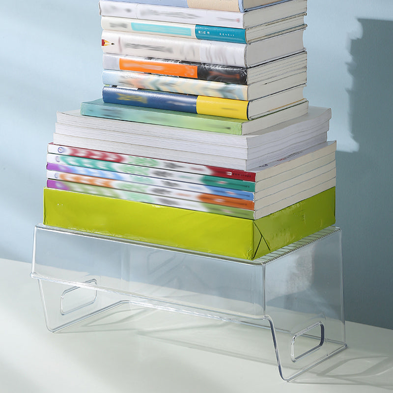 Modern Plastic Shelf Tabletop Standard Kids Bookcase in Transparent