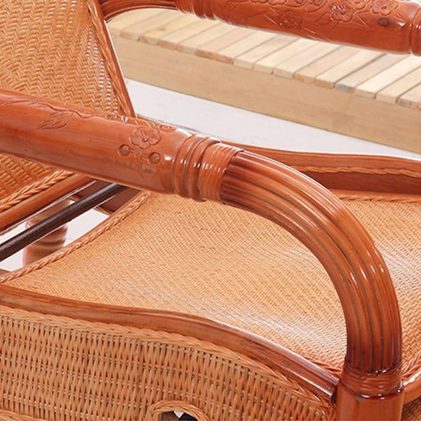 Traditional Standard Recliner with Solid Wood Legs and Arms in Brown