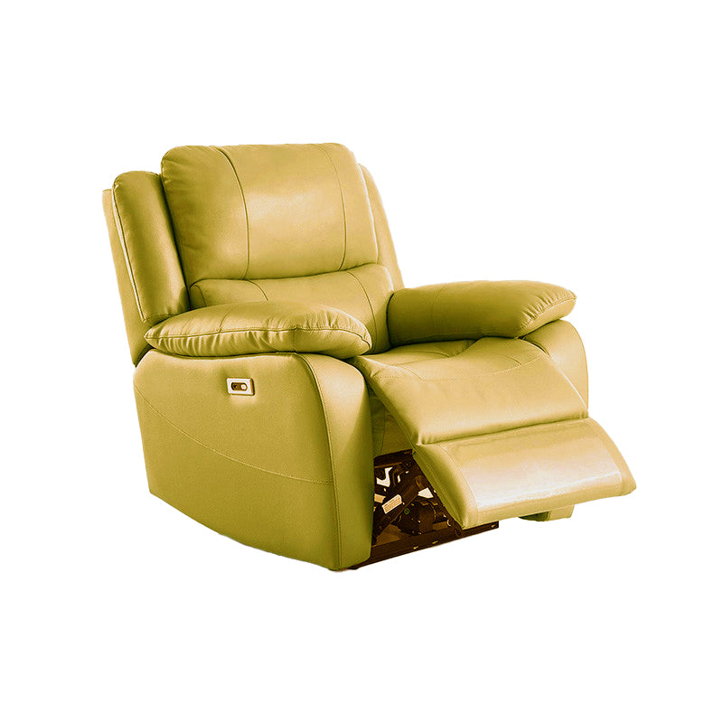 Grain Leather Recliner Modern Style Plug-In Position Lock Recliner Chair