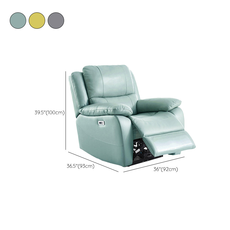 Grain Leather Recliner Modern Style Plug-In Position Lock Recliner Chair