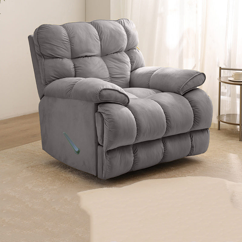 Metal Frame Swivel Rocker Standard Recliner Solid Color Velvet Recliner Chair