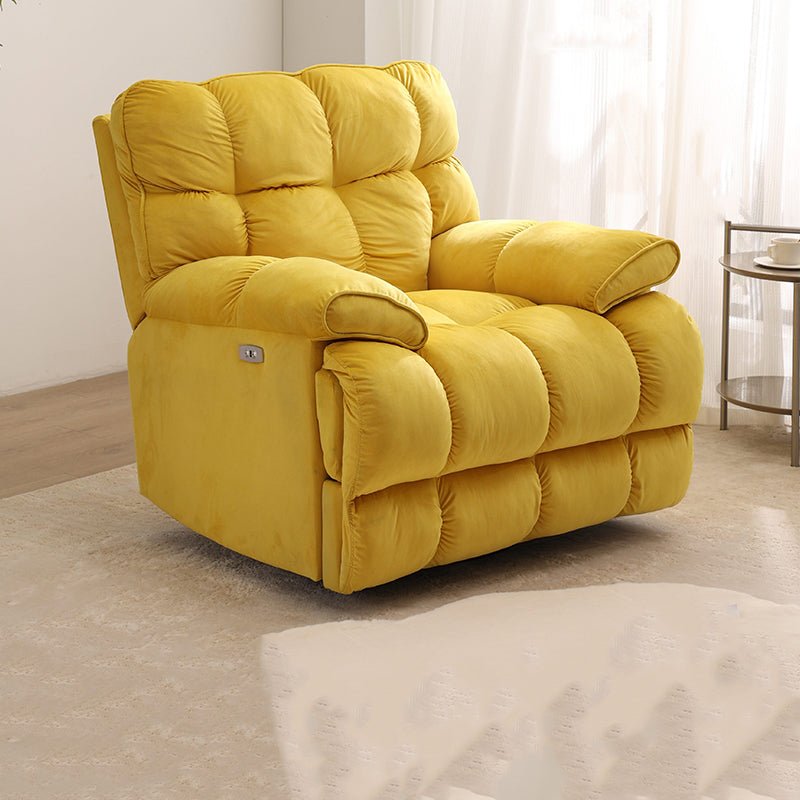 Metal Frame Swivel Rocker Standard Recliner Solid Color Velvet Recliner Chair