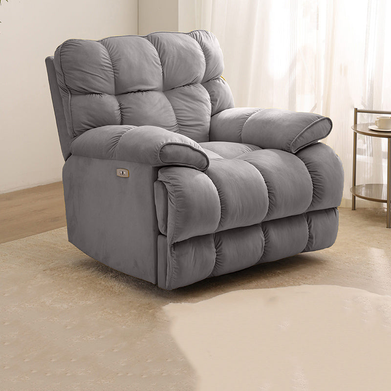 Metal Frame Swivel Rocker Standard Recliner Solid Color Velvet Recliner Chair