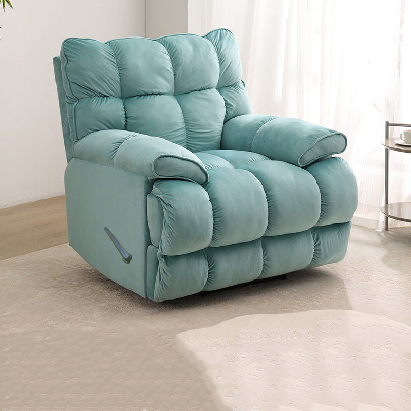 Metal Frame Swivel Rocker Standard Recliner Solid Color Velvet Recliner Chair