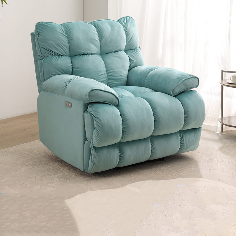 Metal Frame Swivel Rocker Standard Recliner Solid Color Velvet Recliner Chair